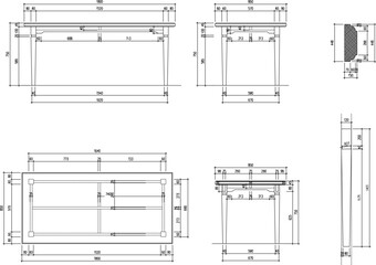 vector design illustration sketch drawing of table furniture details