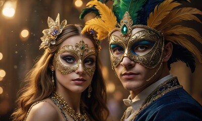 Enigmatic Elegance: Ethereal Masks and Carnival Rides