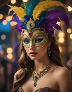 Carnaval Elegance: Masks and Costumes in Cosmic Light
