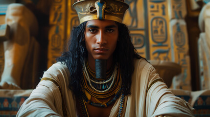 Fototapeta na wymiar Pharaoh Tutankhamun's Isolation: Realistic DSLR Image with AI, Reflecting Ancient Monarchy, sphinx in Egypt