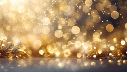 festive abstract christmas bokeh background golden bokeh lights beige new year anniversary wedding banner