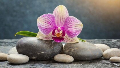 Naklejka na ściany i meble orchid on the rocks