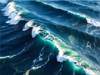 Splash of Ocean: Dynamic Water Splash against Blue Sea. generative AI
