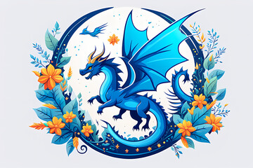 Fototapeta premium a blue dragon, an animal of this year