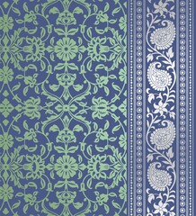 wedding card design, traditional paisley floral pattern , royal India	