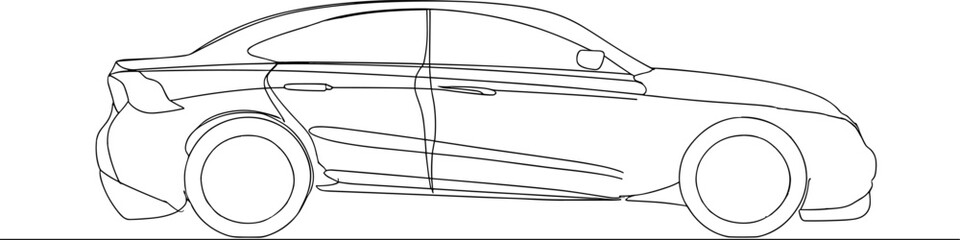 Continuous One Line Drawing of Abstract Car,  Abstract Vehicle Illustrations, Minimalist Car Artwork