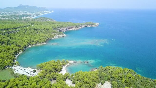 Discover Phaselis: Aerial Drone Footage of Turkey's Ancient Coastal City and Stunning Beaches