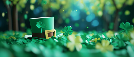 St patrick's day background with pot and leprechaun hat