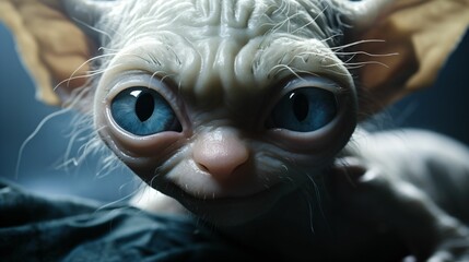 AI generated illustration of Gollum from lord of the Rings reimagined as a cat - obrazy, fototapety, plakaty