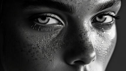 Fototapeta premium Monochrome portrait of woman. AI generated.