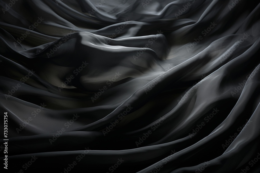 Poster the dark black silk is flowing on a cloth covering it