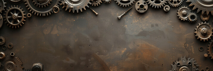 background made of tools and mechanical equipment, with empty space in the middle (2)