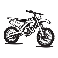 Fototapeta premium Motocross bike in cartoon, doodle style . Image for t-shirt, web, mobile apps and ui. Isolated 2d vector illustration in logo, icon, sketch style, Eps 10, black and white. AI Generative