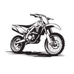 Fototapeta na wymiar Motocross bike in cartoon, doodle style . Image for t-shirt, web, mobile apps and ui. Isolated 2d vector illustration in logo, icon, sketch style, Eps 10, black and white. AI Generative