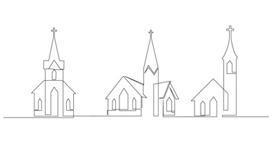 Church One line drawing isolated on white background template