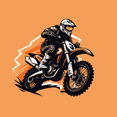 Motocross bike in cartoon, doodle style. Image for t-shirt, web, mobile apps and ui. Isolated 2d vector illustration in logo, icon, sketch style, Eps 10. AI Generative