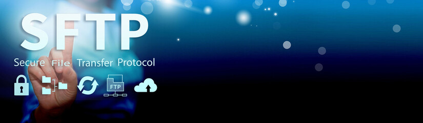  FTP (File Transfer Protocol), Secure FTP. Internet cloud technology, exchange information and data...