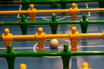Closeup shot of table football players