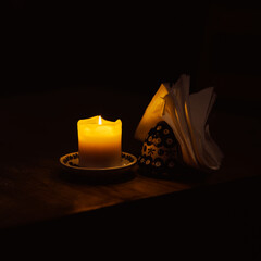 Candle and tissues