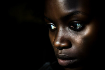 Obraz premium AI generated illustration of a close-up portrait of a young African-American girl with glowing skin