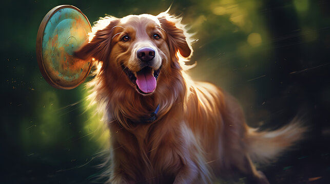 Golden Retriever With A Frisbee