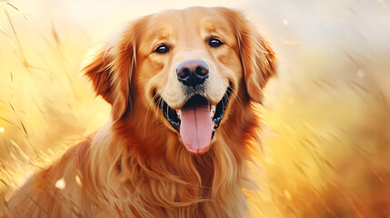 Golden retriever with a joyful expression and friendly demeanor