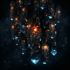 new technology transparent background with orange stone glowing unit 