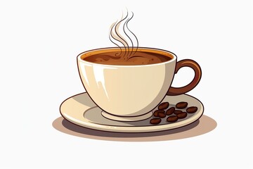 Obraz premium white cup of hot cofffee minimalist theme background with copyspace 