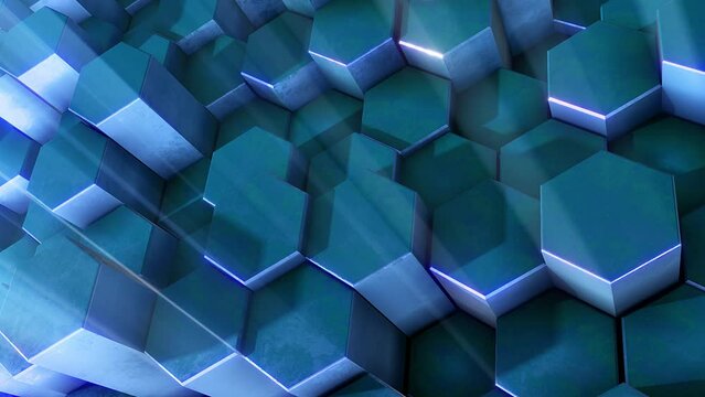 Blue Columns of Hexagons Background
