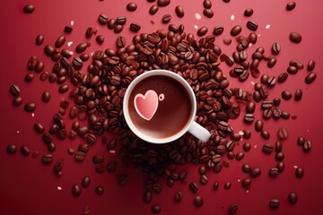 coffee grains in heart form ai generated  
