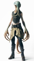 High-Resolution Fashion Showcase of a Unique Alien Design on a Mannequin