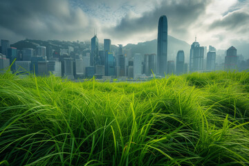 Green grass near the  skyline.