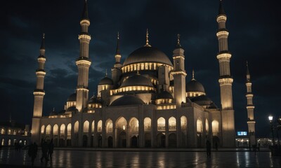 Fototapeta na wymiar Ethereal Wonders: Celestial Motifs Dance on Mosque Surfaces