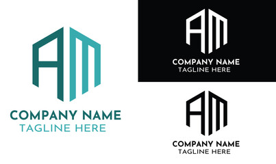 A M Simple logo , polygonal type logo