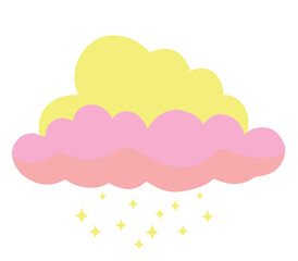 cloud bright, cute yellow-pink cloud vector