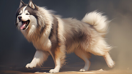 Malamute with a fluffy tail