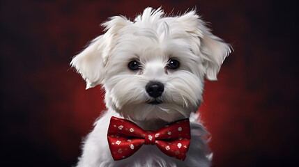 Maltese with a bowtie