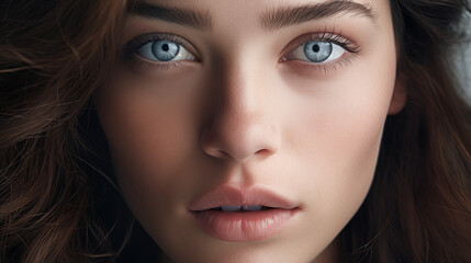 Obraz premium a beautiful model with clear skin, skincare beauty cosmetics, luxury, premium brands products, closeup, no makeup