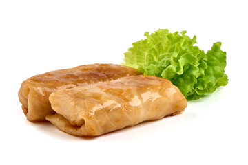 Stuffed cabbage rolls isolated on white background.