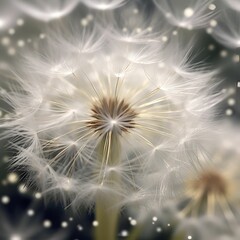 AI generated dandelion flower with its white fluffy seeds