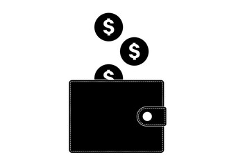 Money Wallet Logo Symbol. Saving Money Concept. Vector Illustration. 