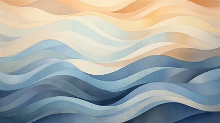 Mesmerizing watercolor waves in soft geometry and muted tones are desertwave inspiration.