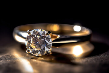 A beautiful gold engagement ring with a diamond