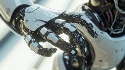Sleek robotic hand. AI generated.
