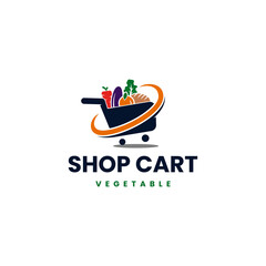 Vegetables Shopping Cart Vector Creative Modern logo design template