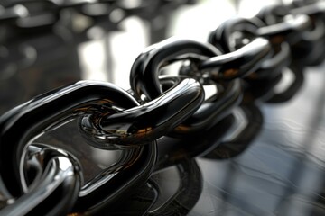 3D Silver Metallic Circular Chain Link Concept Illustration