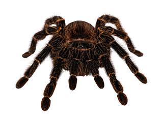 Brazilian salmon pink birdeater spider on transparent