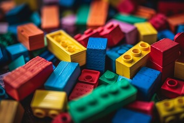 A Pile of Colorful plastic cubes on a Table