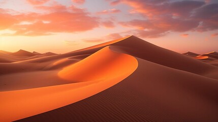 Fototapeta na wymiar sunset in the sahara desert, taken from the dunes below