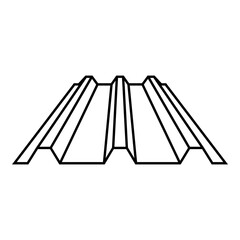 Roof metal rooftop steel profile sheets roofing concept ribbed corrugated metallic panel siding tile contour outline line icon black color vector illustration image thin flat style
